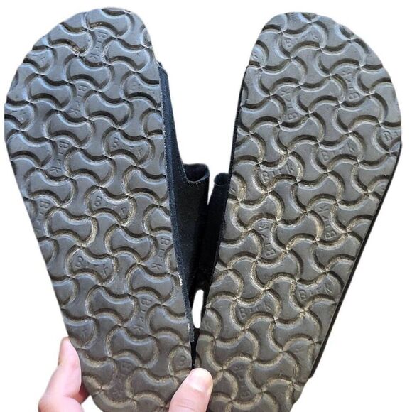 Birkenstock Sandals Women's 7 Black Arizona Shearling Lined Cozy Suede Leather - Picture 4 of 6